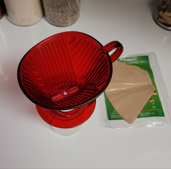 BPA Free Pour Over Coffee Maker w/ Natural Filters Red Brewer - Picture 16 of 16